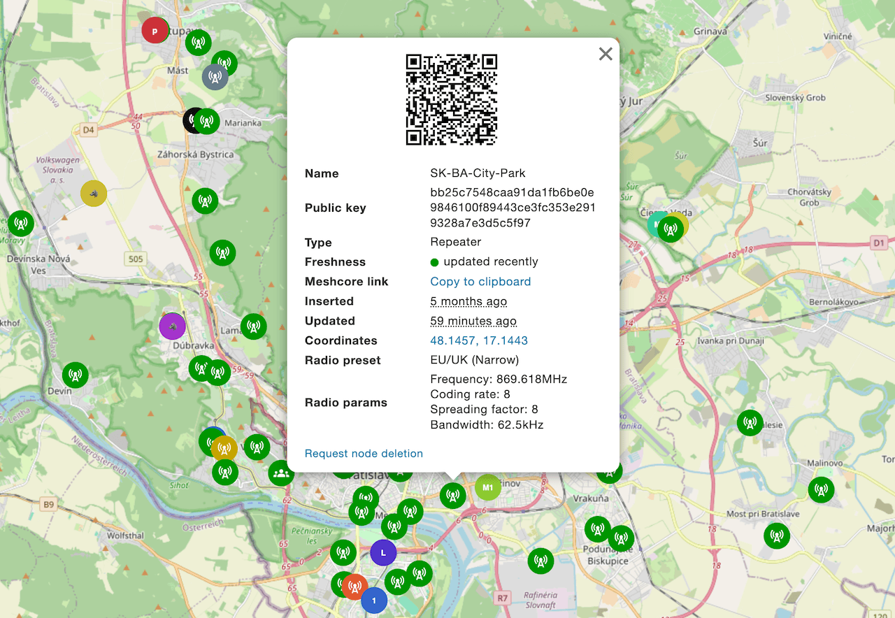 Map node popup opened